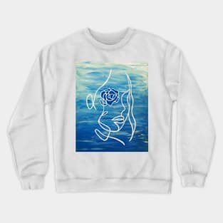 Rose Wave Woman - Line Art Portrait Crewneck Sweatshirt